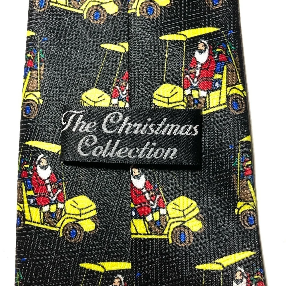 Santa golf cart golfing  tie